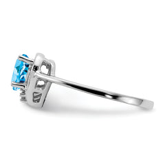 14k White Gold Blue Topaz Diamond ring