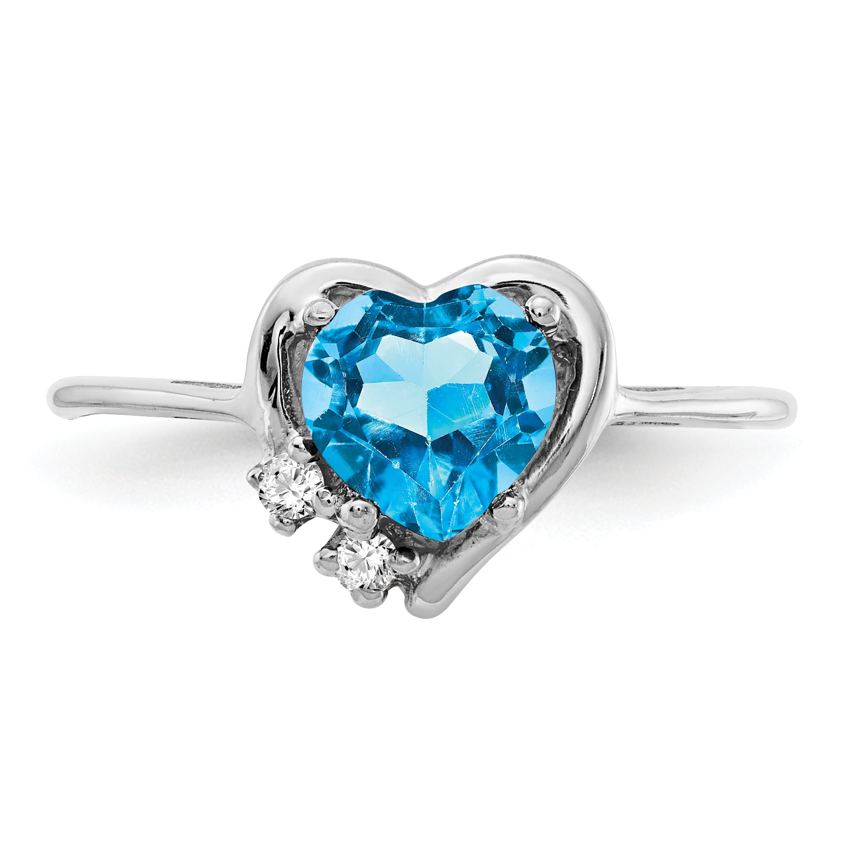 14k White Gold Blue Topaz Diamond ring