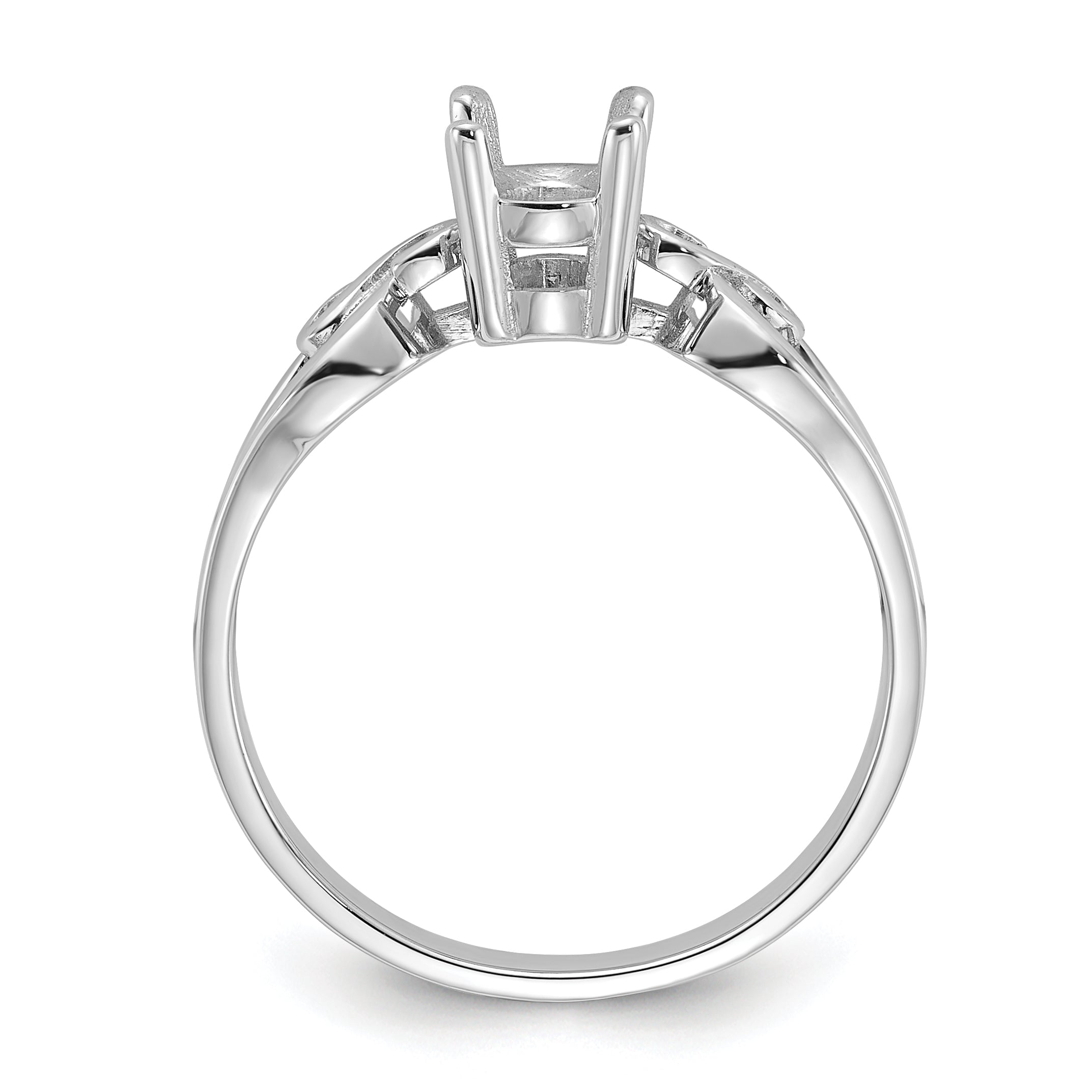 14k White Gold Polished7x5Oval Gemstone Ring Mounting (No Stone Included)