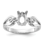 14k White Gold Polished7x5Oval Gemstone Ring Mounting (No Stone Included)