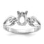 14k White Gold Polished7x5Oval Gemstone Ring Mounting (No Stone Included)