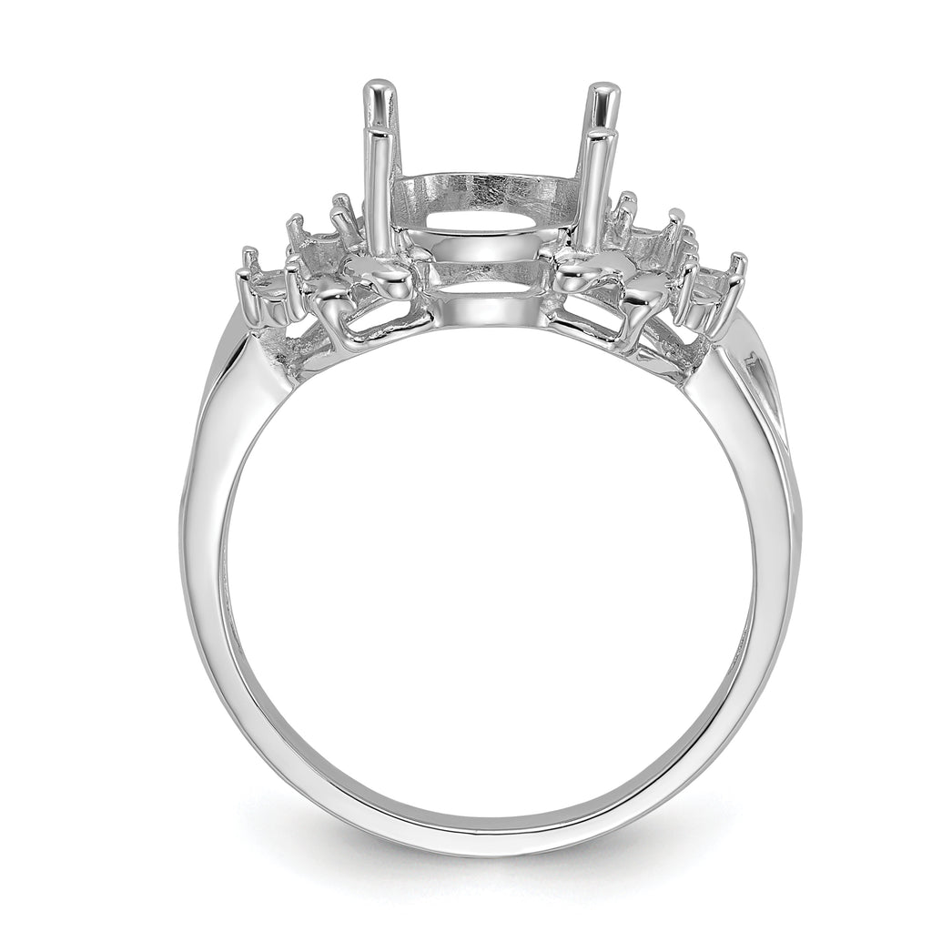 14k White Gold Polished .11ct. Diamond & 10x8 Oval Gemstone Ring Mounting (No Stone Included)