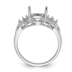 14k White Gold Polished .11ct. Diamond & 10x8 Oval Gemstone Ring Mounting (No Stone Included)