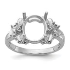 14k White Gold Polished .11ct. Diamond & 10x8 Oval Gemstone Ring Mounting (No Stone Included)
