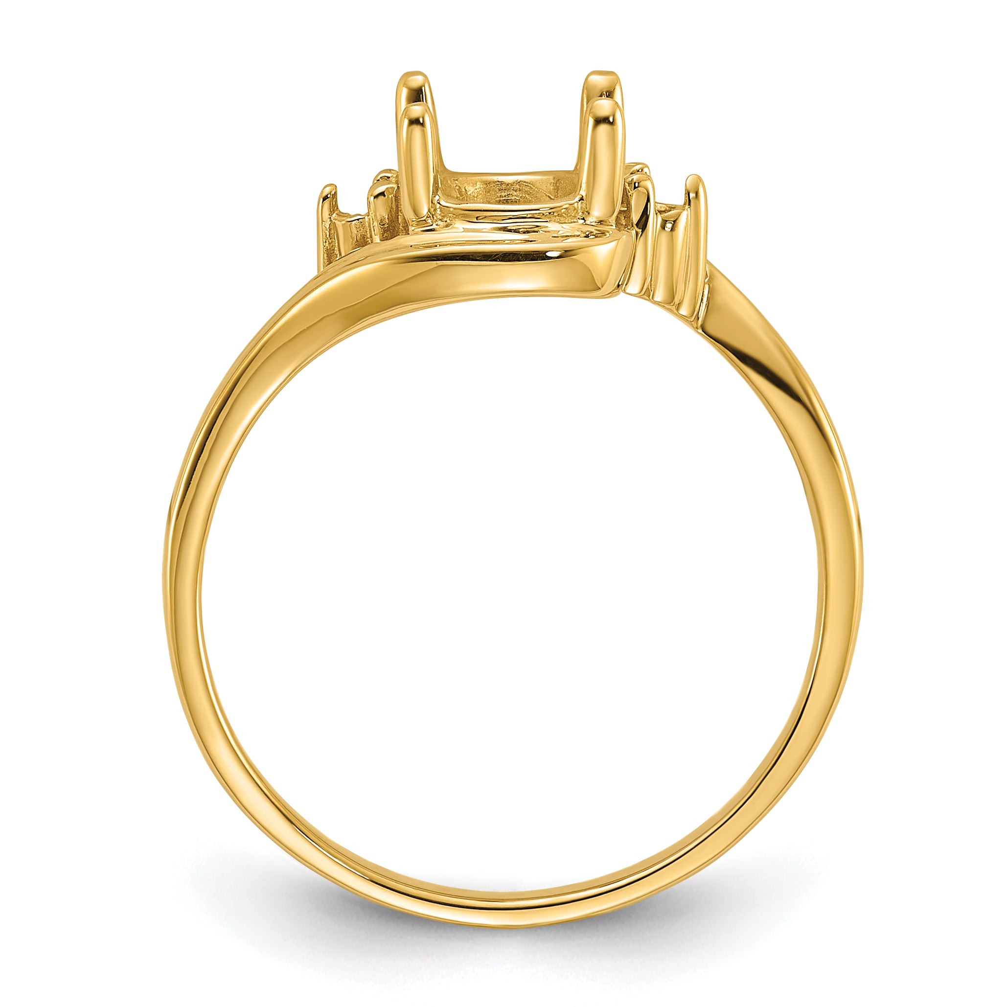 14k Polished .04ct. Diamond & 8x6 Oval Gemstone Ring Mounting (No Stone Included)