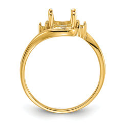 14k Polished .04ct. Diamond & 8x6 Oval Gemstone Ring Mounting (No Stone Included)