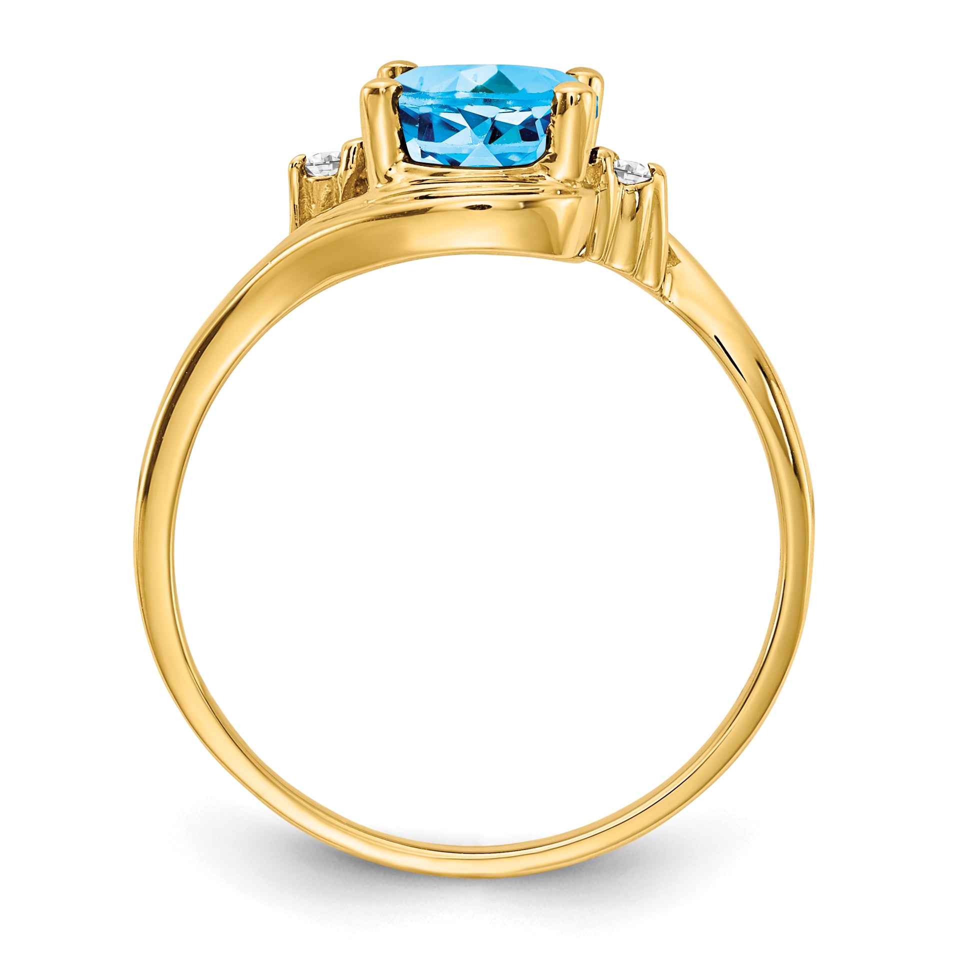 14k Blue Topaz Diamond ring Secondary image