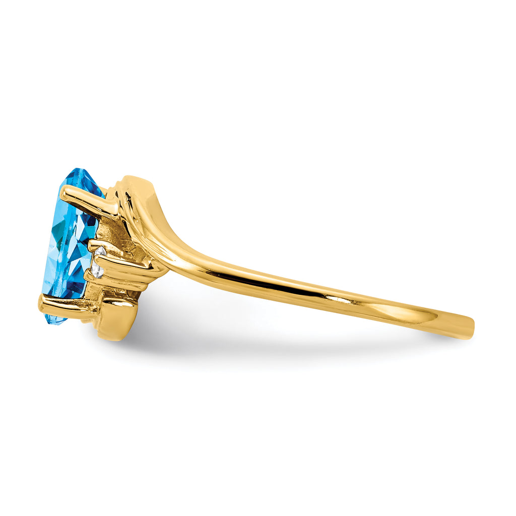 14k Blue Topaz Diamond ring