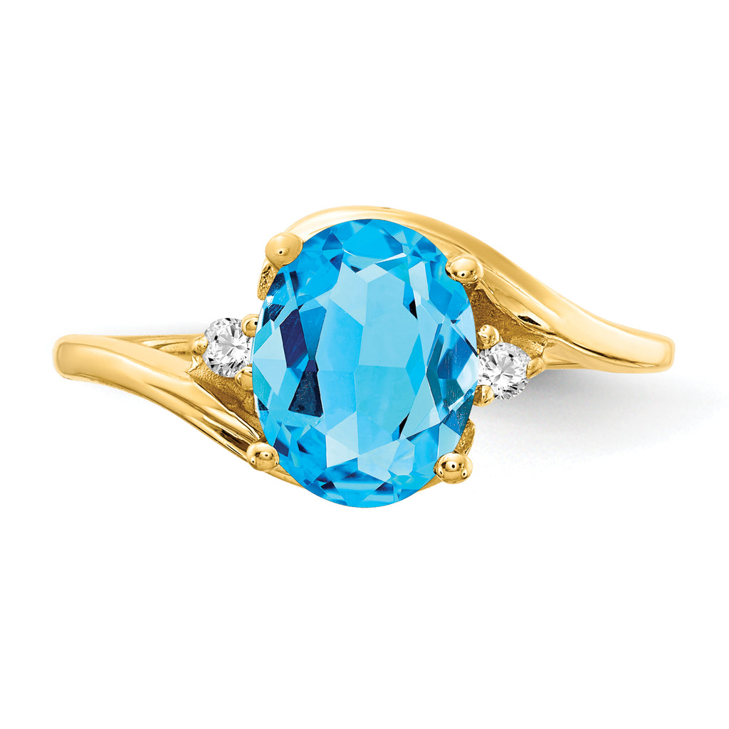 14k Blue Topaz Diamond ring