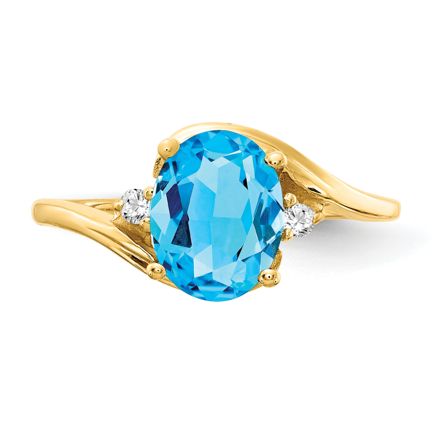 14k Blue Topaz Diamond ring