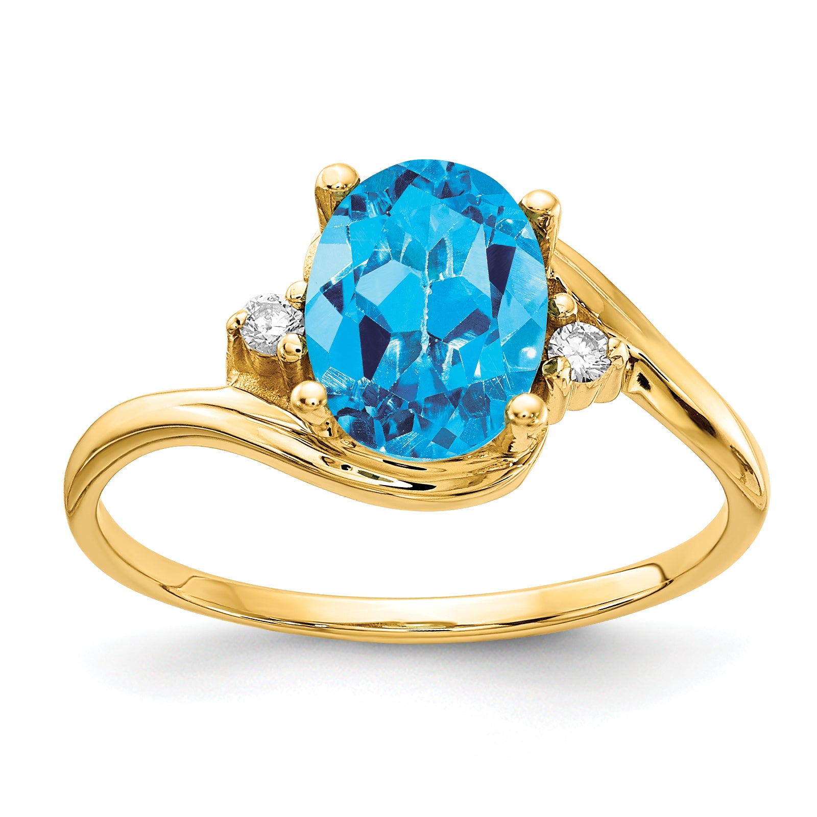 14k Blue Topaz Diamond ring Main image