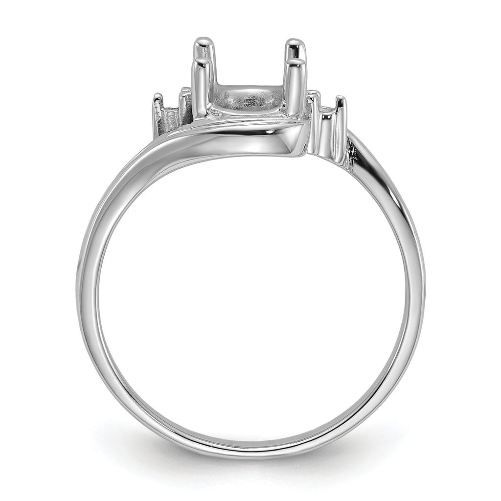 14k White Gold .03ct. Diamond / 8x6 Oval Gemstone Ring Mounting (No Stone Included)