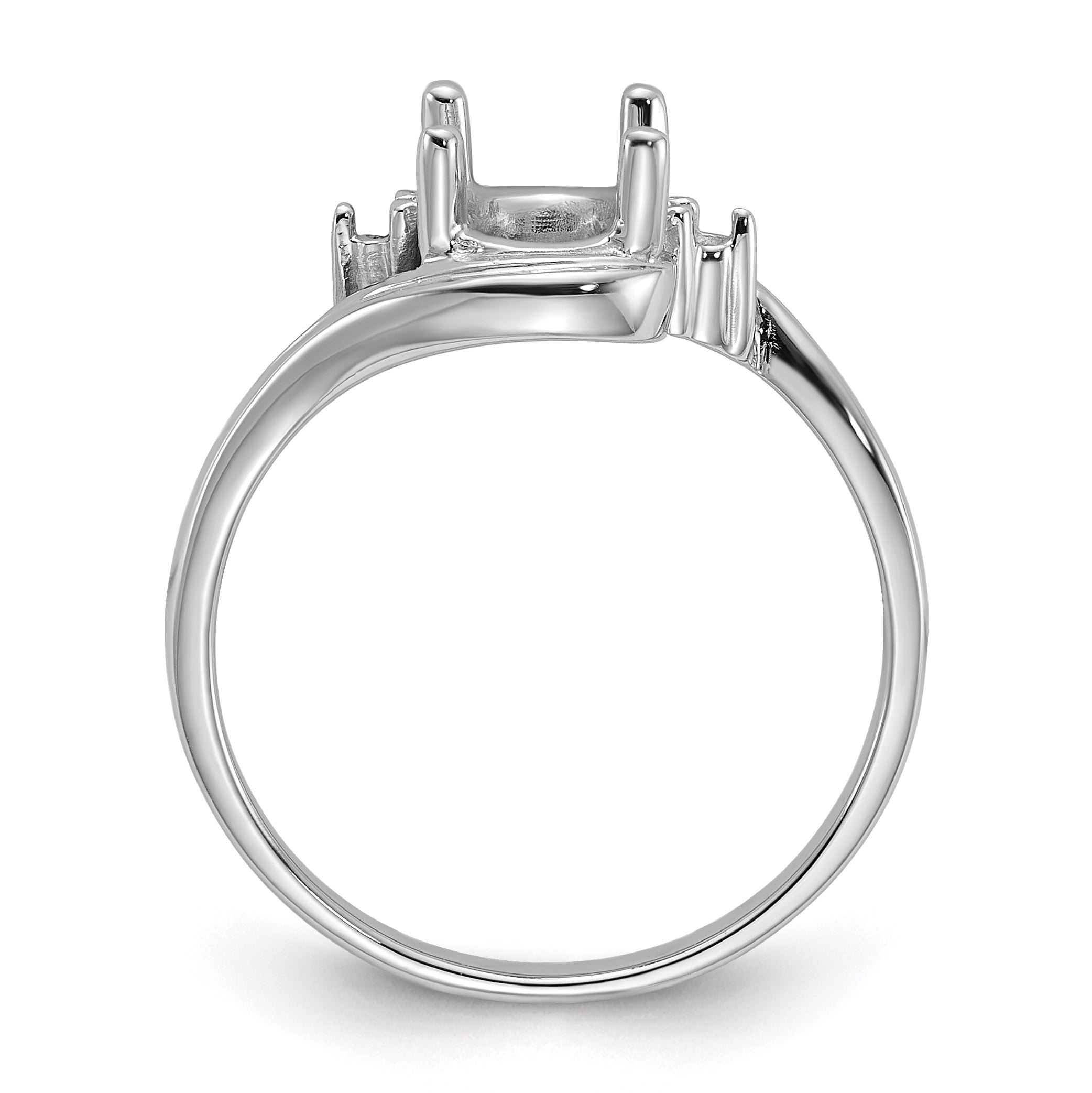 14k White Gold .03ct. Diamond / 8x6 Oval Gemstone Ring Mounting (No Stone Included)