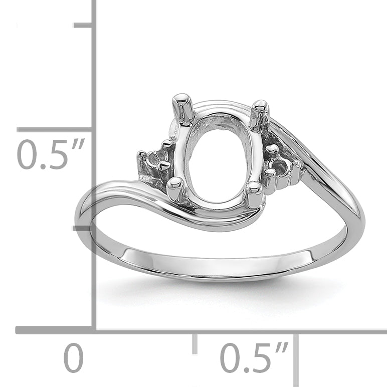14k White Gold .03ct. Diamond / 8x6 Oval Gemstone Ring Mounting (No Stone Included)
