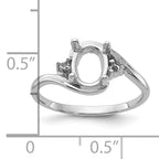 14k White Gold .03ct. Diamond / 8x6 Oval Gemstone Ring Mounting (No Stone Included)