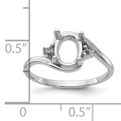 14k White Gold .03ct. Diamond / 8x6 Oval Gemstone Ring Mounting (No Stone Included)