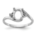 14k White Gold .03ct. Diamond / 8x6 Oval Gemstone Ring Mounting (No Stone Included)