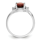 14k White Gold 8x6mm Oval Garnet AA Diamond ring