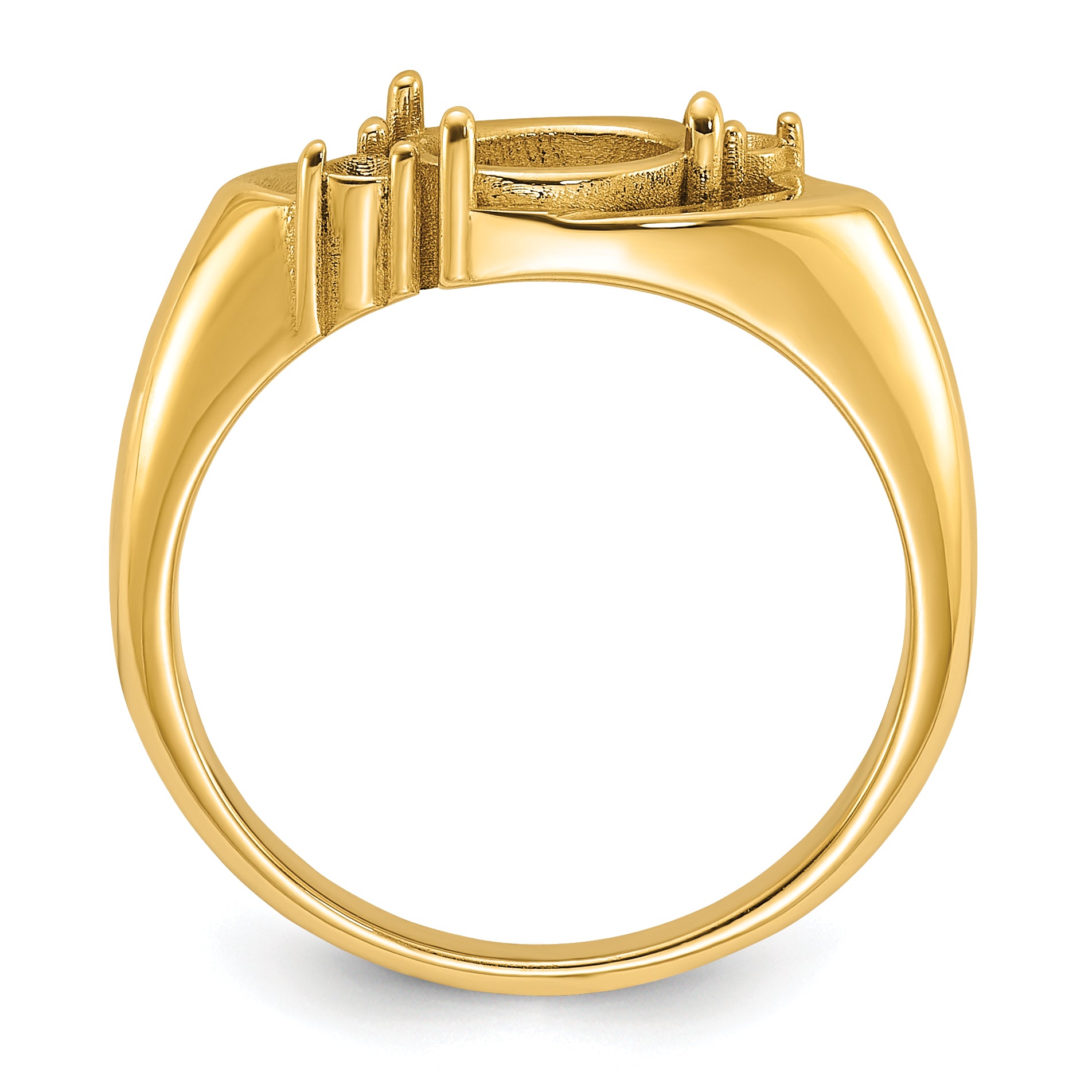 14k Polished .06ct. Diamond & 7x5 Oval Gemstone Ring Mounting (No Stone Included)