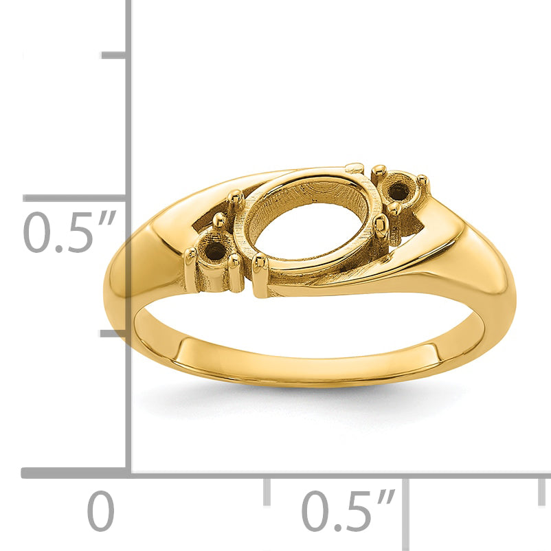 14k Polished .06ct. Diamond & 7x5 Oval Gemstone Ring Mounting (No Stone Included)