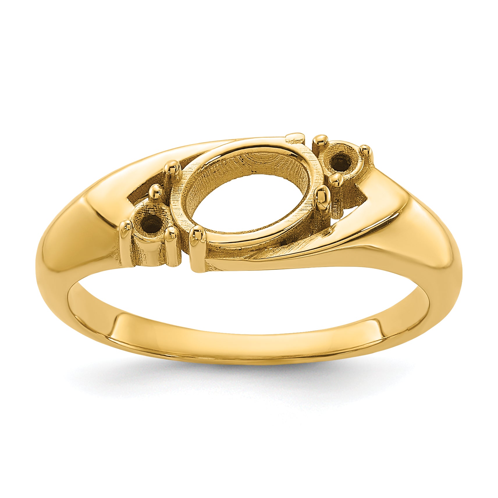 14k Polished .06ct. Diamond & 7x5 Oval Gemstone Ring Mounting (No Stone Included) Main image