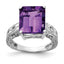14k White Gold 12x10mm Emerald Cut Amethyst AA Diamond ring