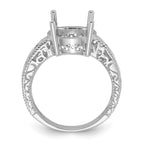 14k White Gold .02ct. Diamond & 12x10 Oval Gemstone Ring Mounting (No Stone Included)