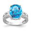 14k White Gold 12x10mm Oval Blue Topaz AA Diamond ring
