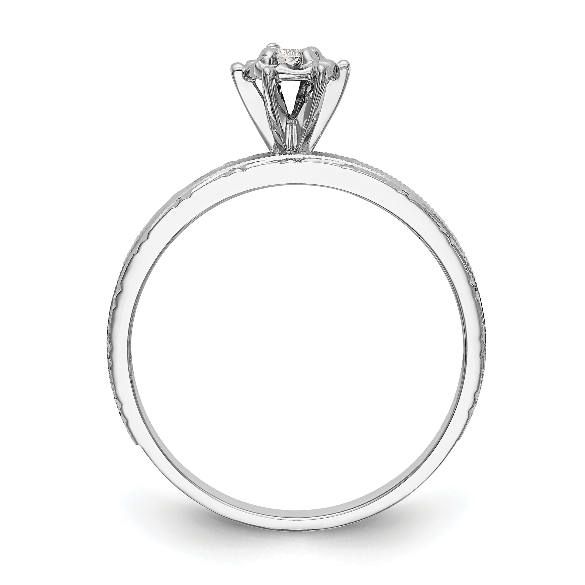 14k White Gold AA Quality 1/20 carat Diamond Trio Complete Engagement Ring