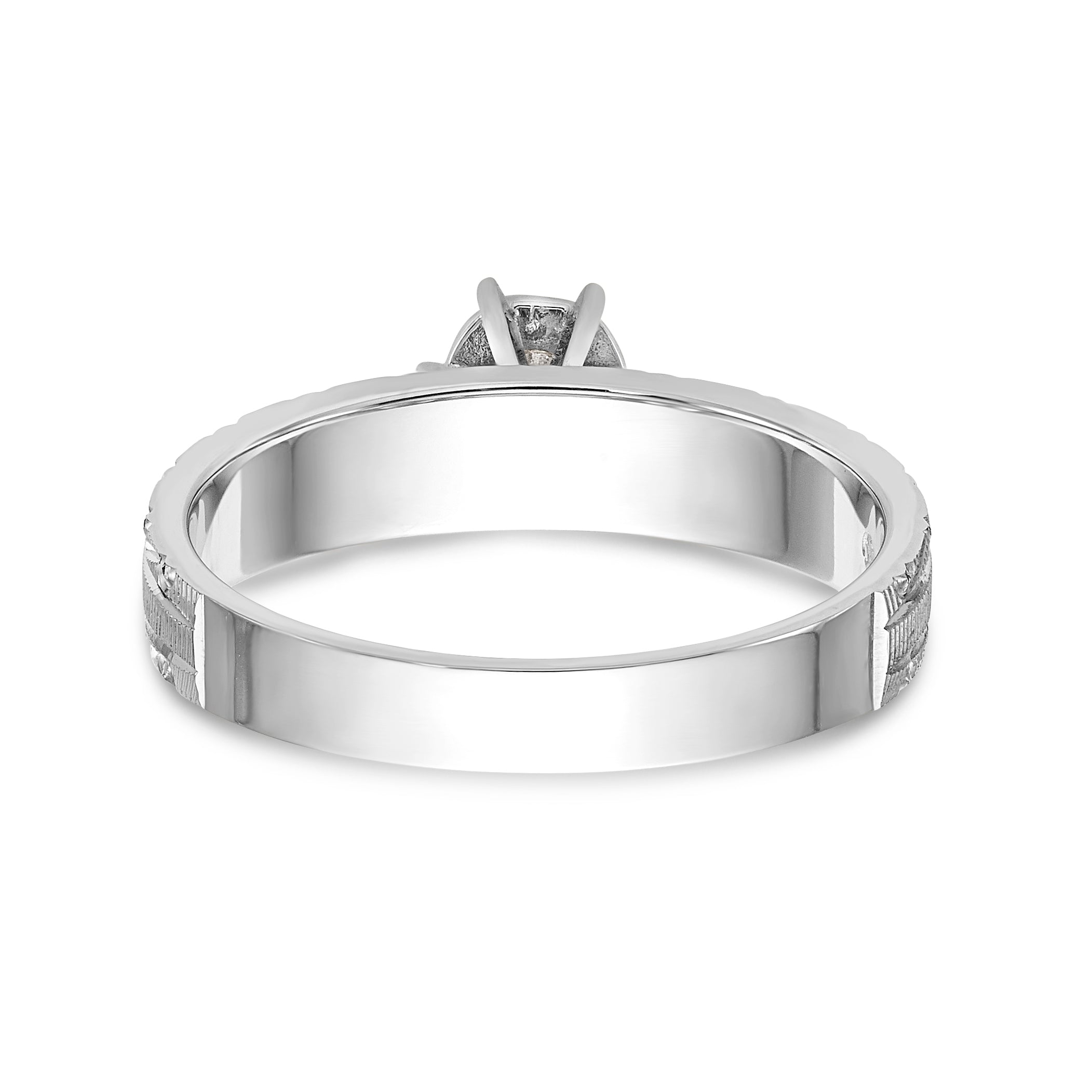 14k White Gold AA Quality 1/20 carat Diamond Trio Complete Engagement Ring