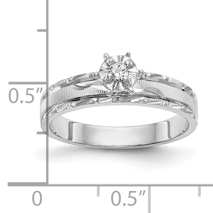 14k White Gold AA Quality 1/20 carat Diamond Trio Complete Engagement Ring