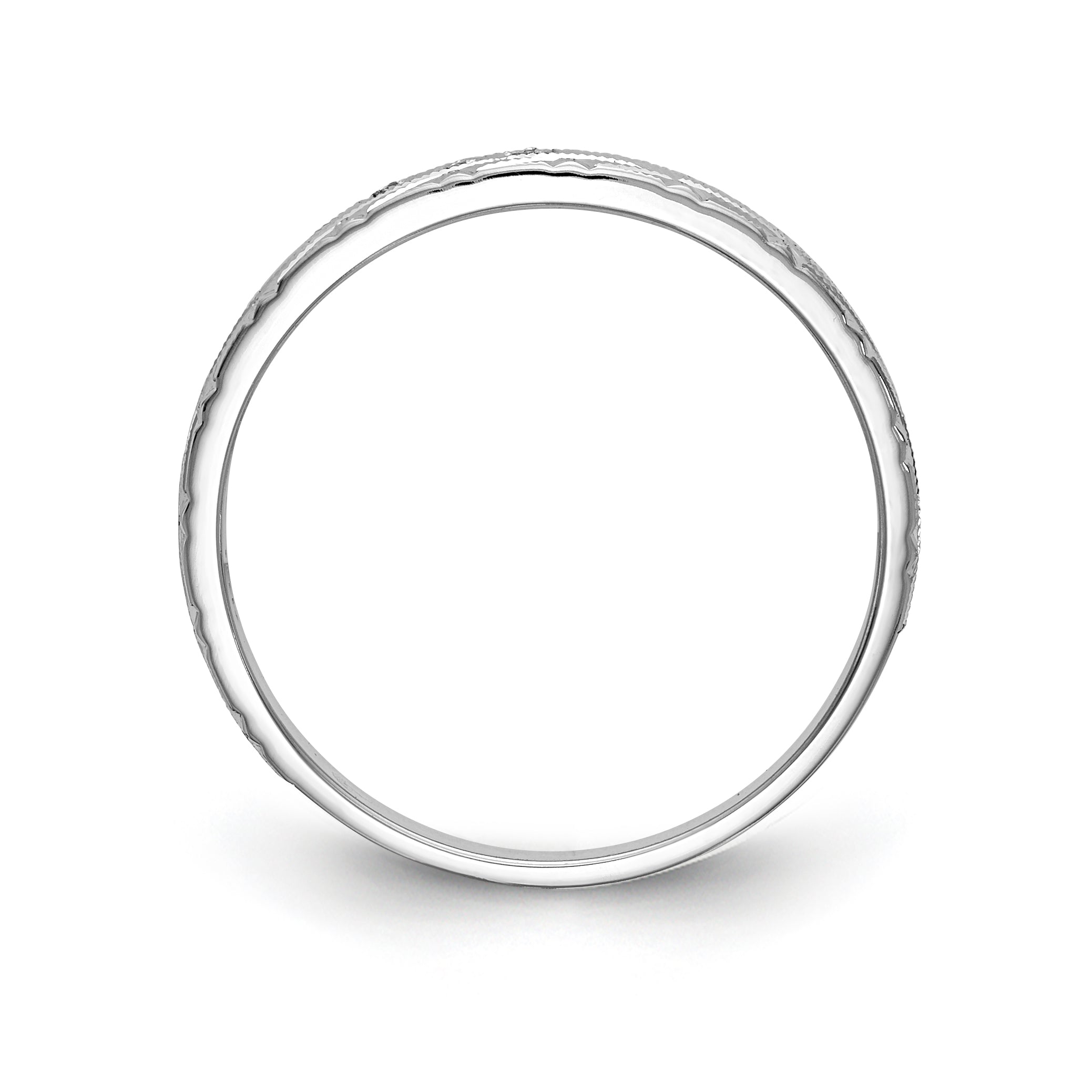 14k White Gold AA Quality .03 carat Diamond Trio Ladies Complete Wedding Band Secondary image