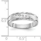 14k White Gold AA Quality .03 carat Diamond Trio Mens Complete Wedding Band