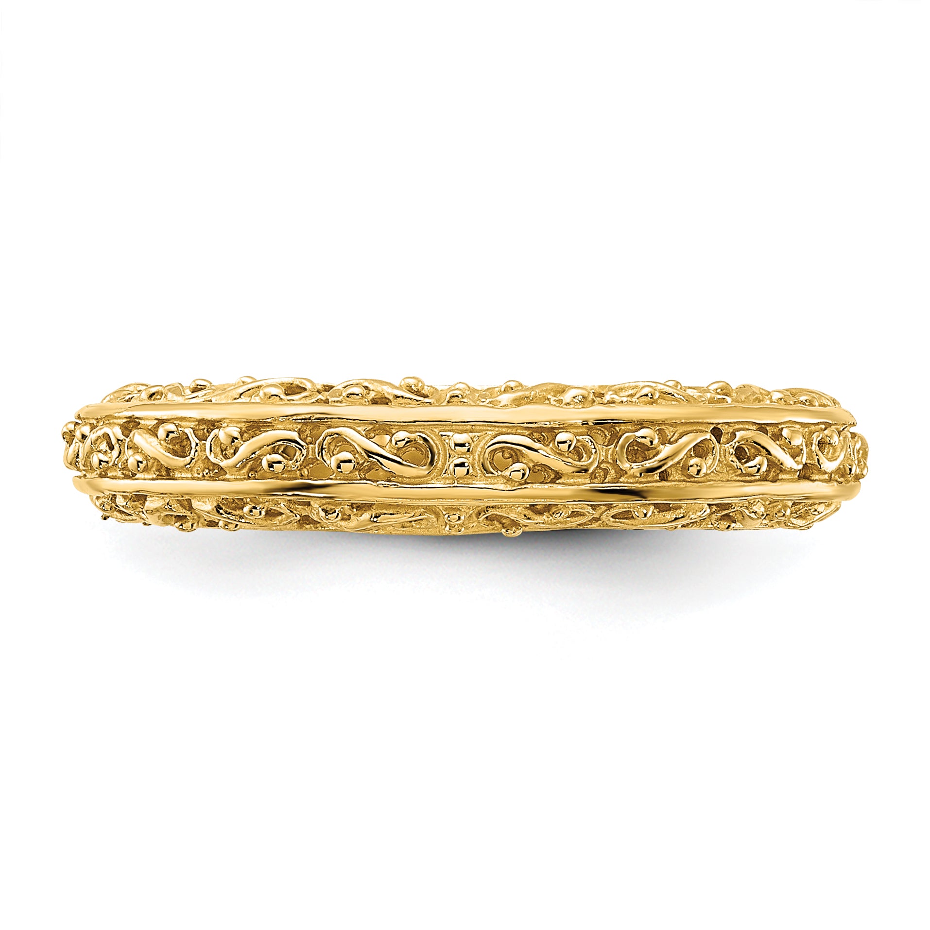 14k 3mm Filigree Wedding Band