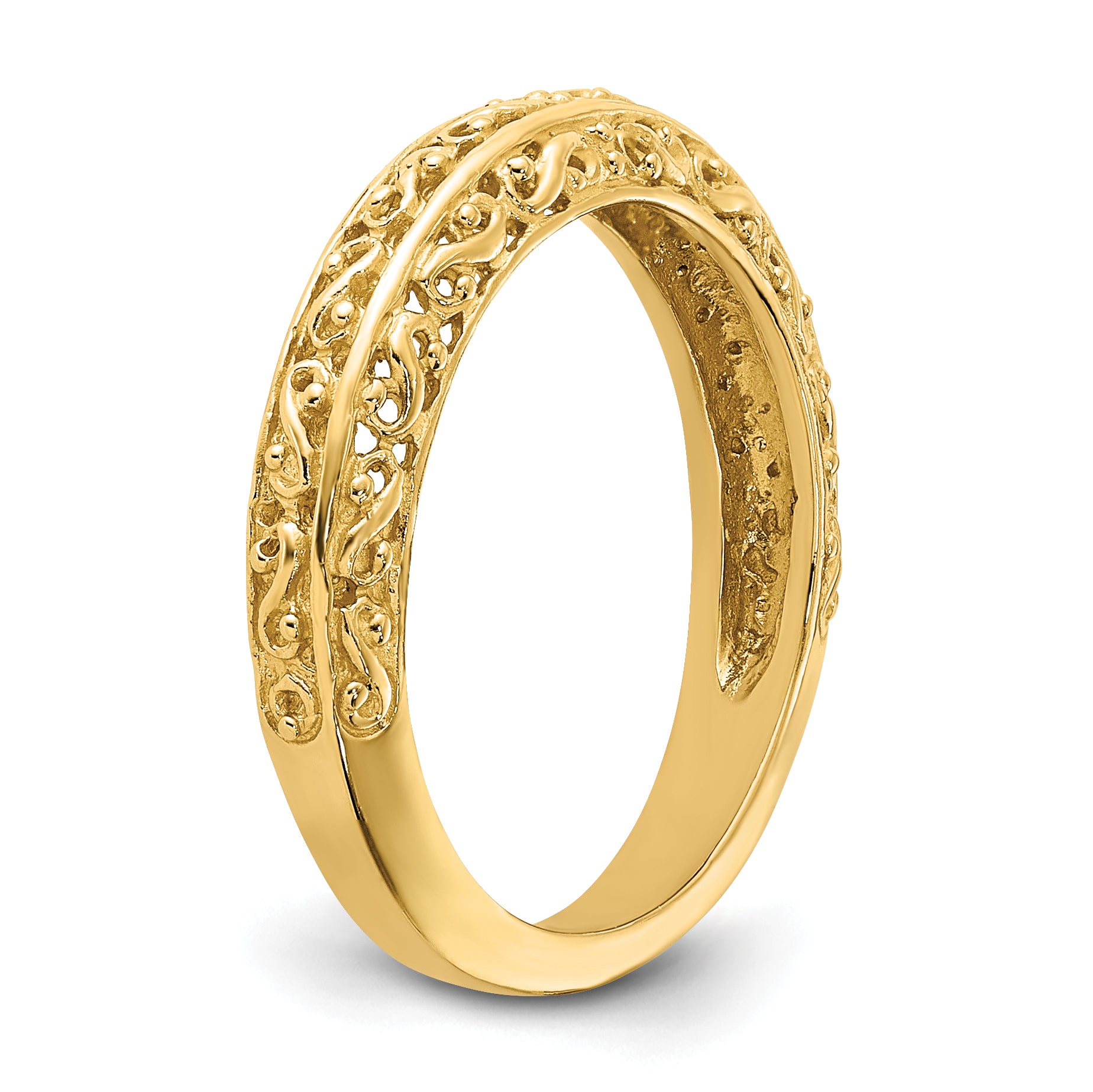 14k 3mm Filigree Wedding Band