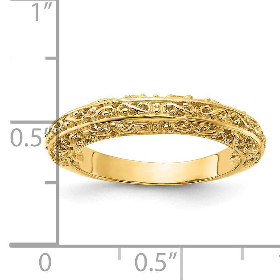 14k 3mm Filigree Wedding Band