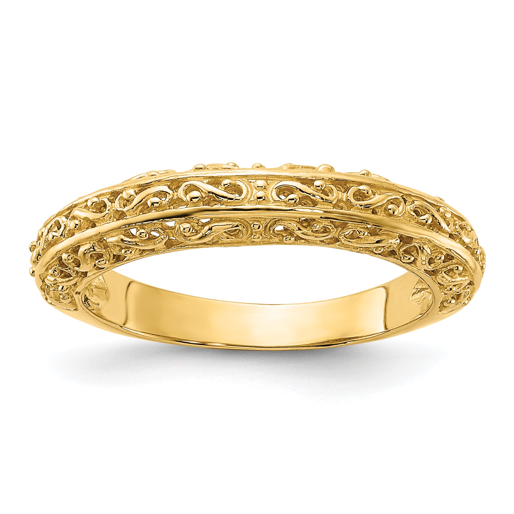 14k 3mm Filigree Wedding Band Main image