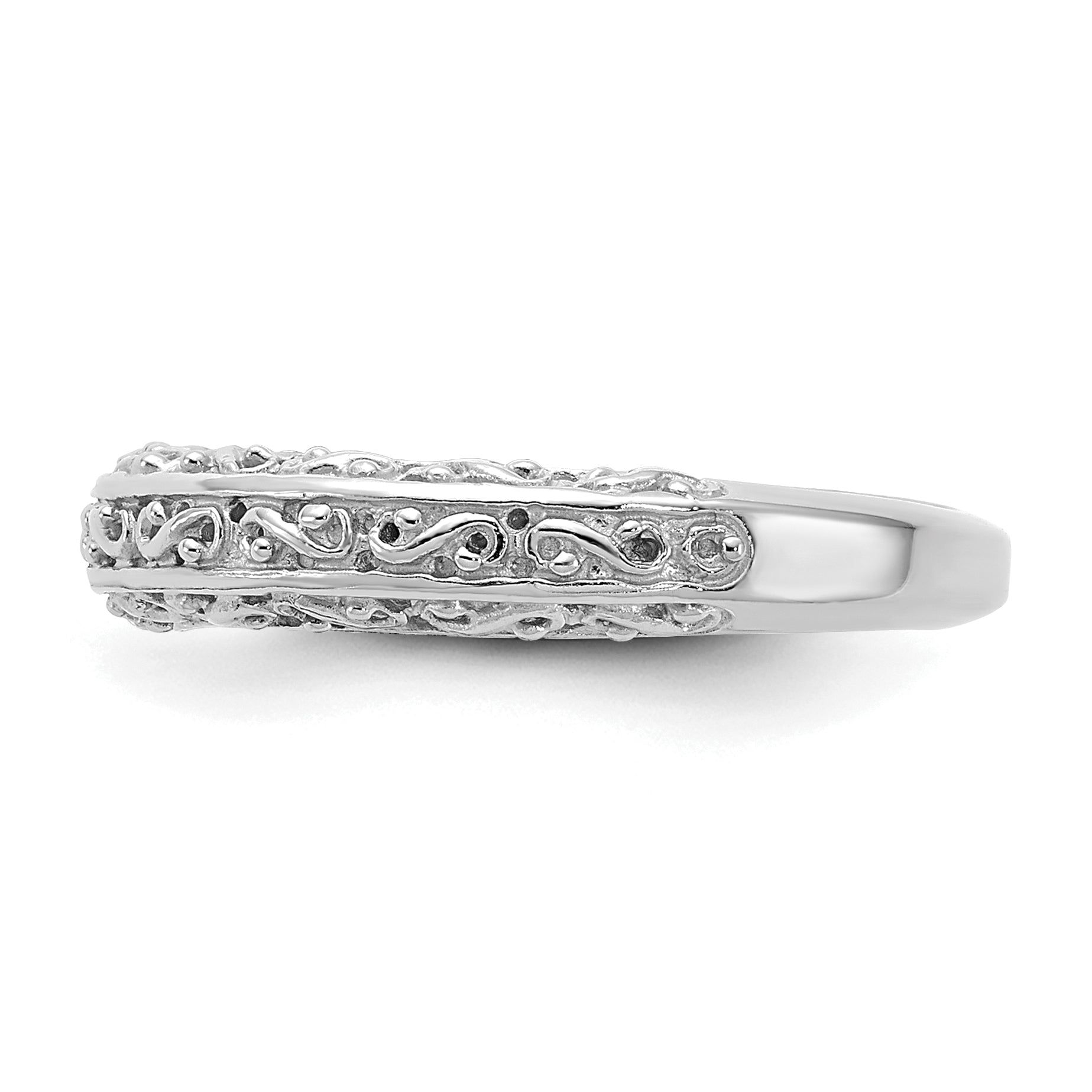 14k White Gold 3mm Filigree Wedding Band