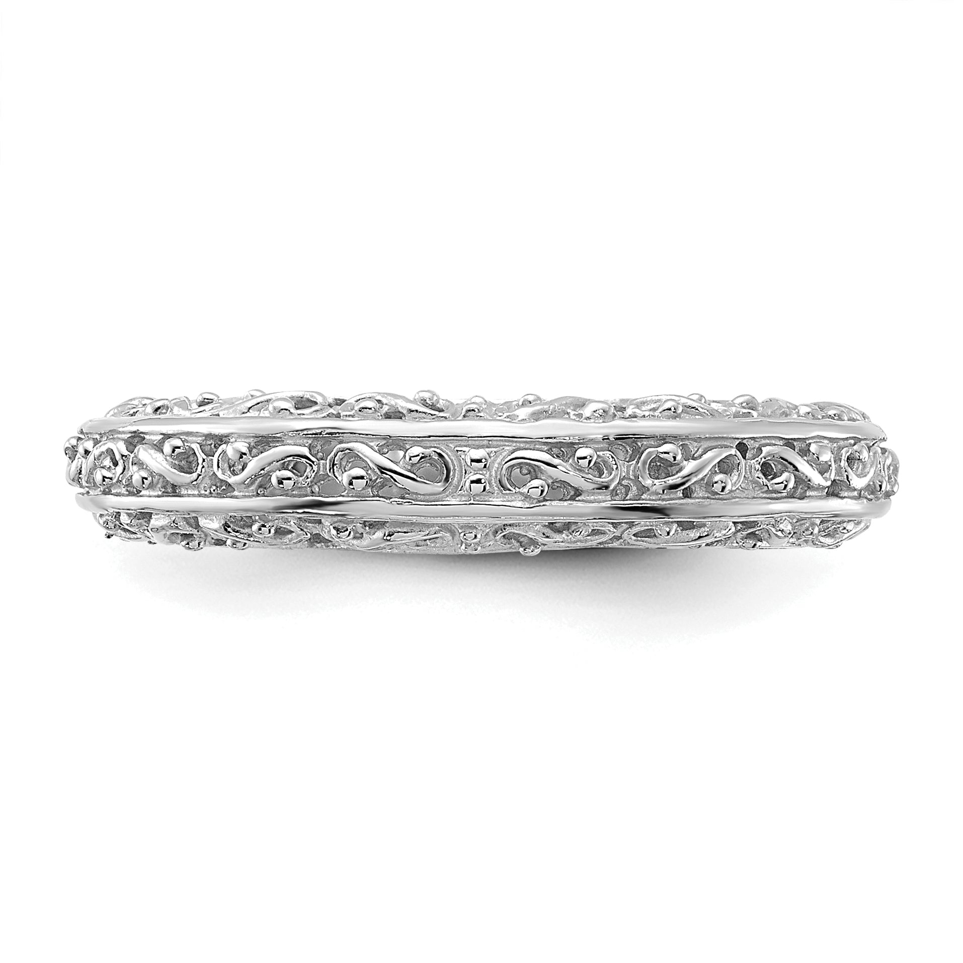 14k White Gold 3mm Filigree Wedding Band
