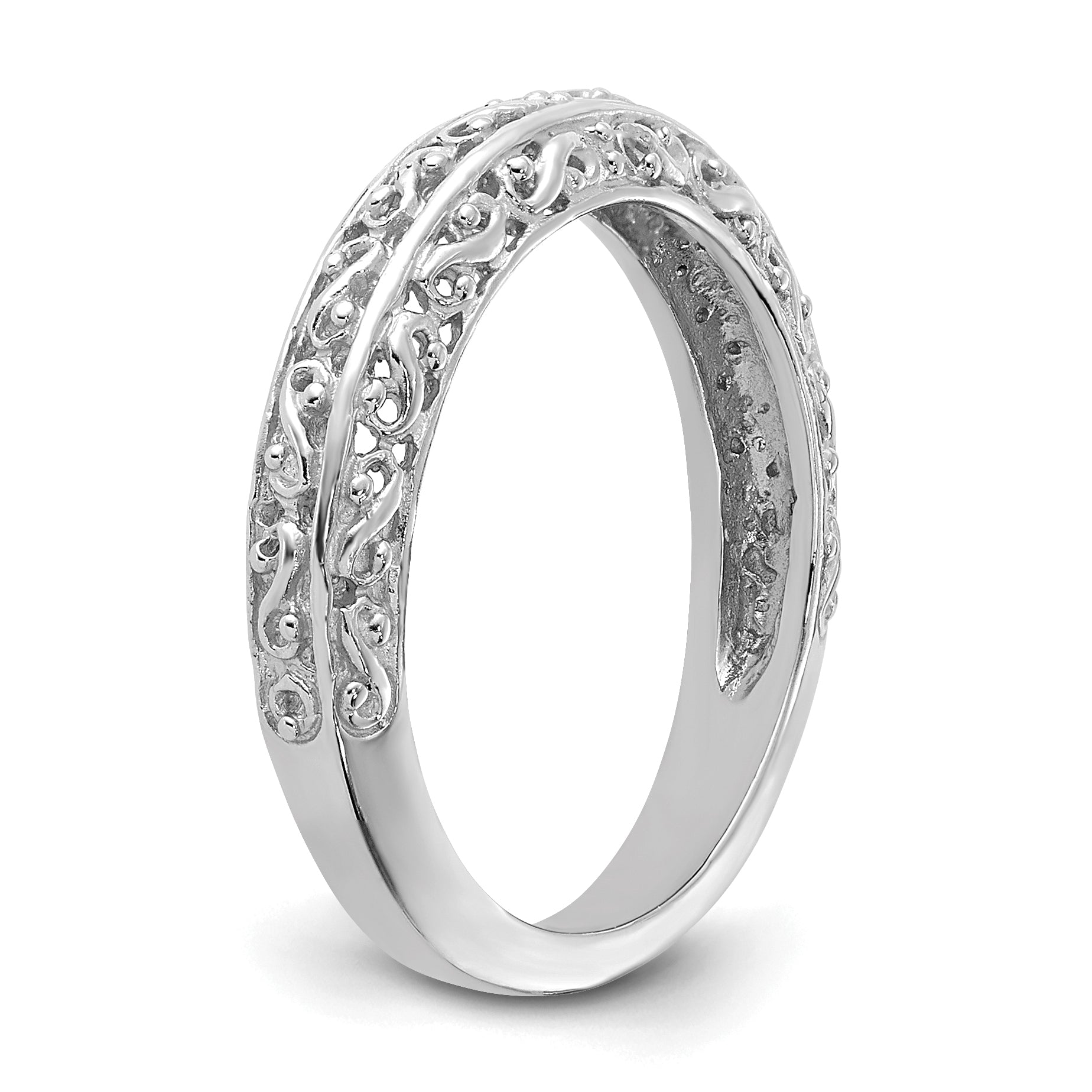 14k White Gold 3mm Filigree Wedding Band