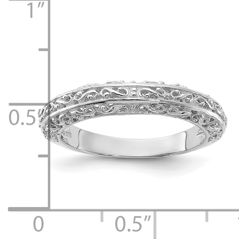 14k White Gold 3mm Filigree Wedding Band