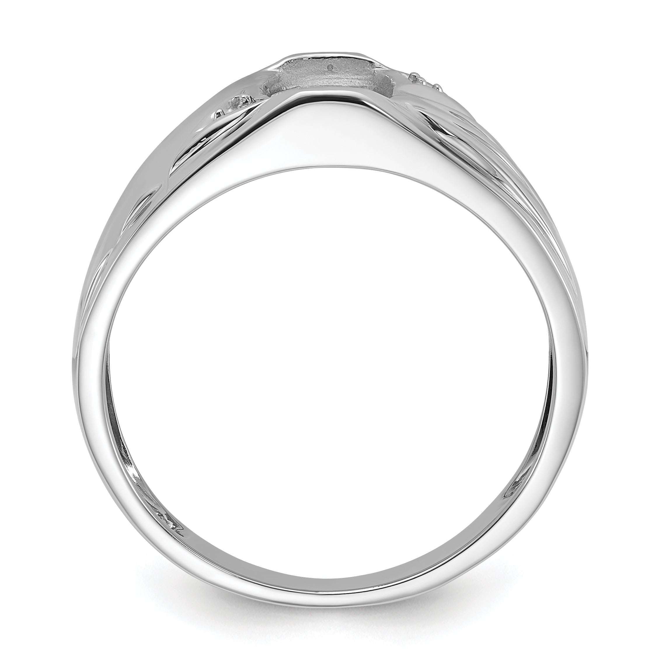 14k White Gold Mens Diamond and Onyx Ring Mounting (No Stone Included)