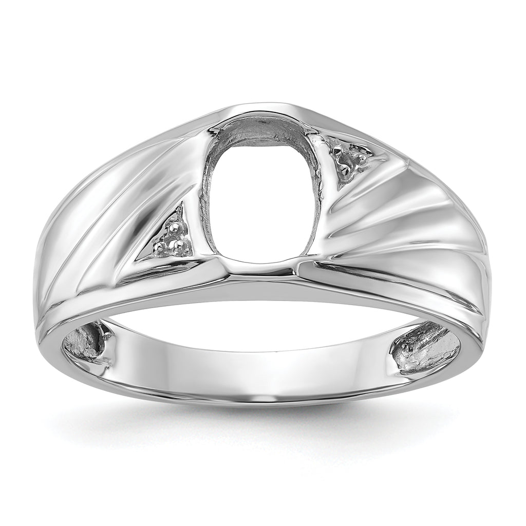 14k White Gold Mens Diamond and Onyx Ring Mounting (No Stone Included)