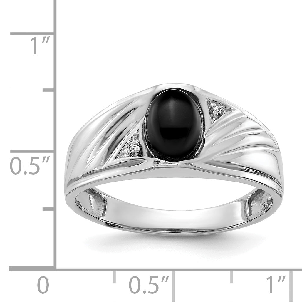 14k White Gold A Diamond Men's Ring