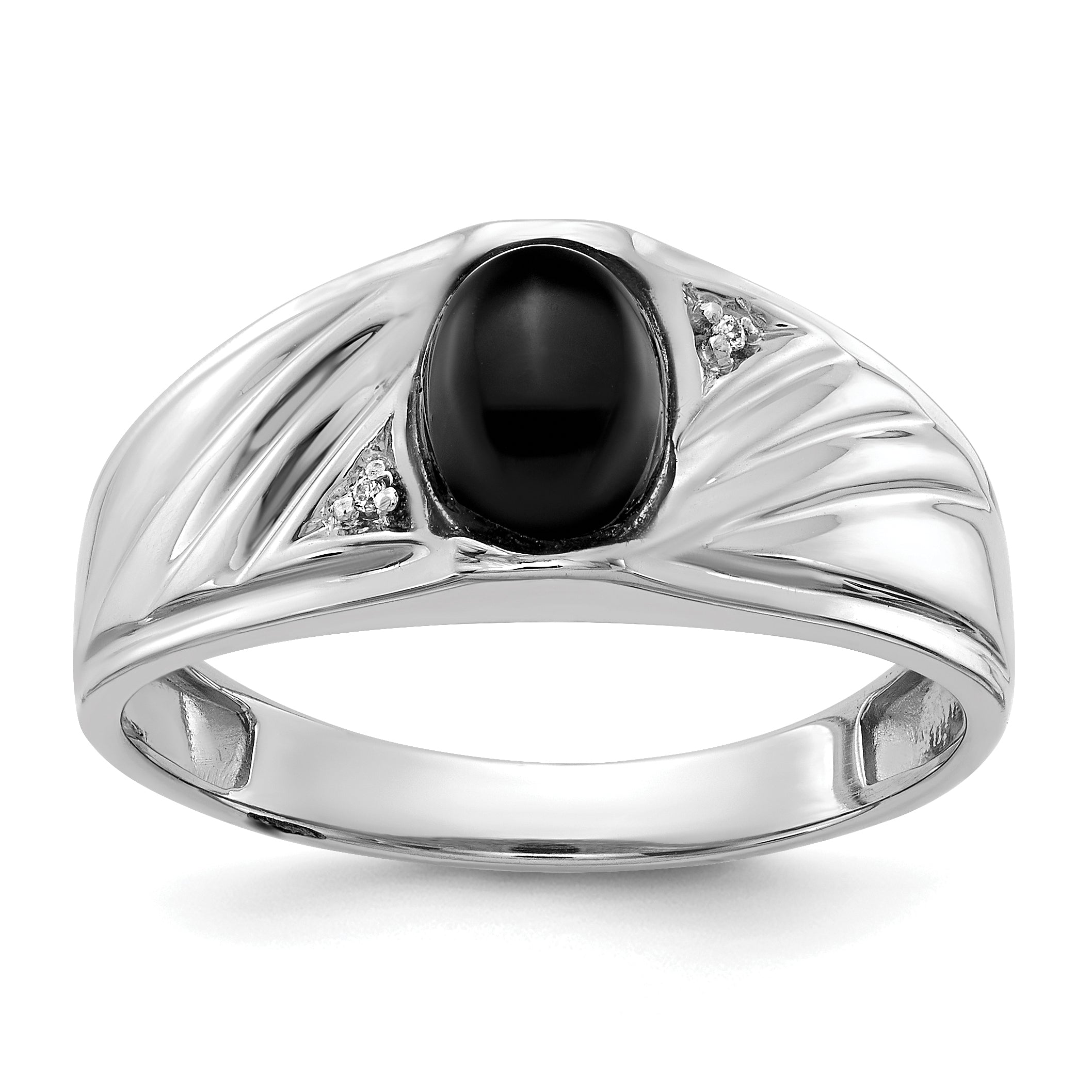 14k White Gold AAA Diamond Men's Ring Main image