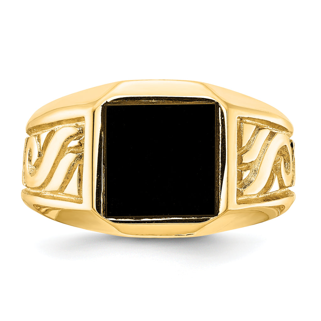 14k yellow men's onyx ring Mounting (No Stone Included)