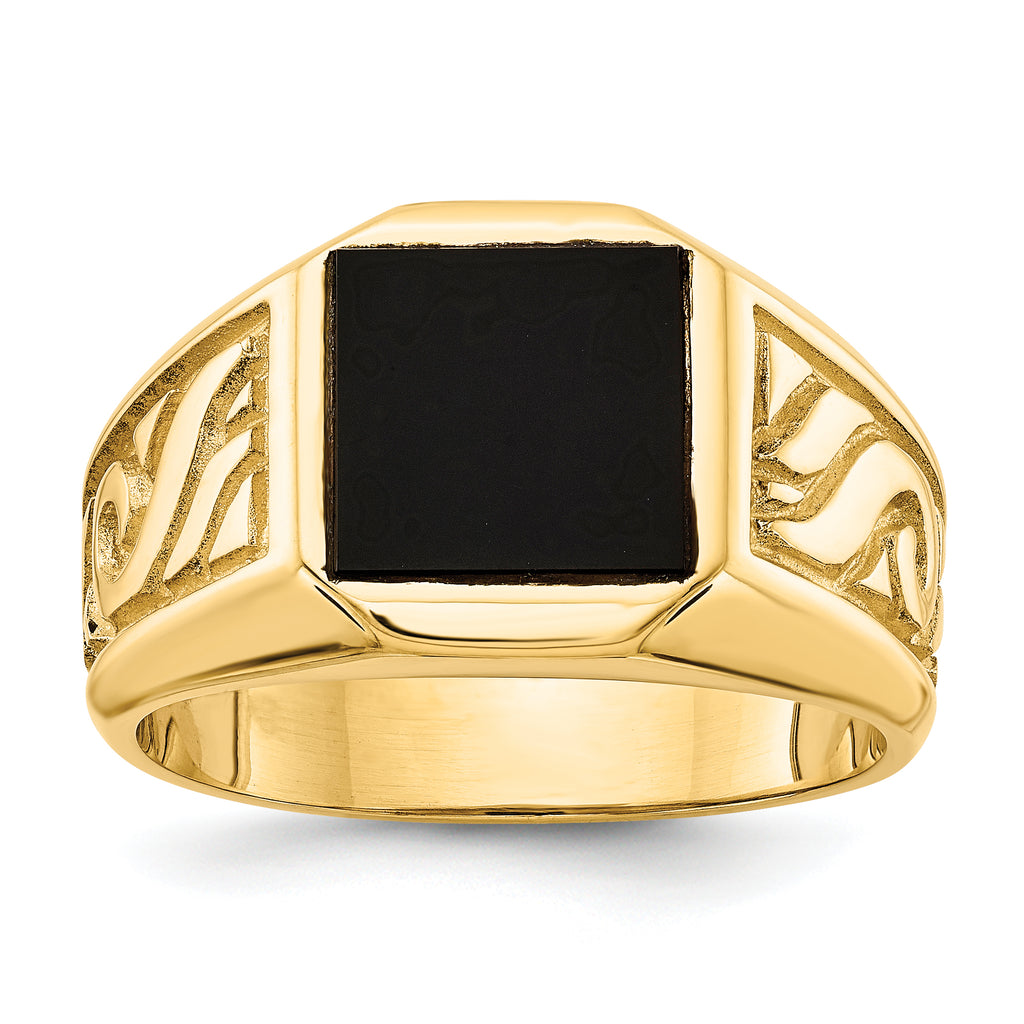 14k yellow men's onyx ring Mounting (No Stone Included)
