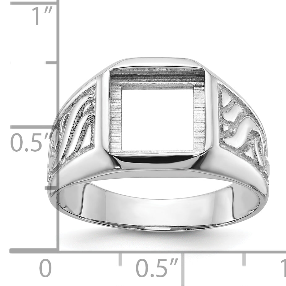 14k white men's onyx ring Mounting (No Stone Included)