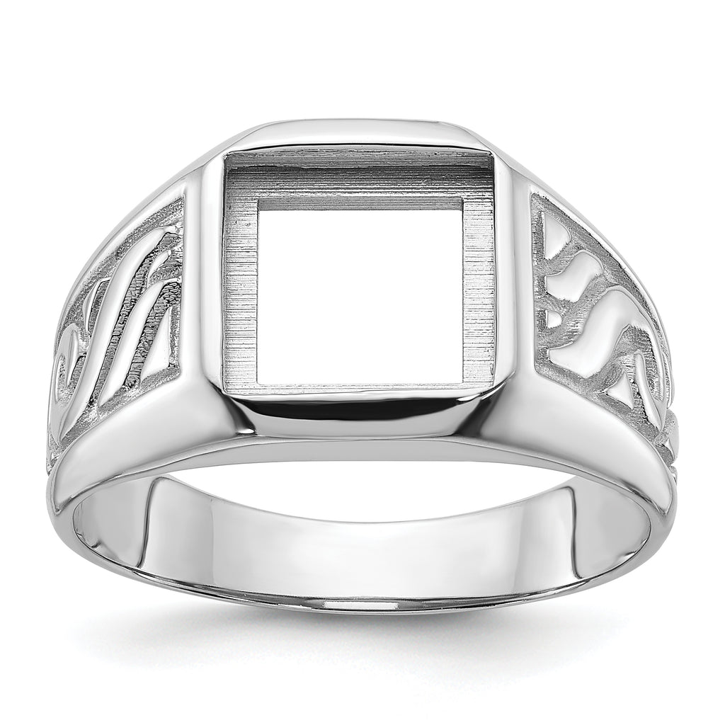 14k white men's onyx ring Mounting (No Stone Included)