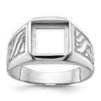 14k white men's onyx ring Mounting (No Stone Included)